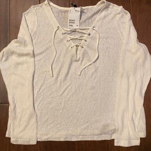 H&M lace up white shirt size large brand new never worn tags attached